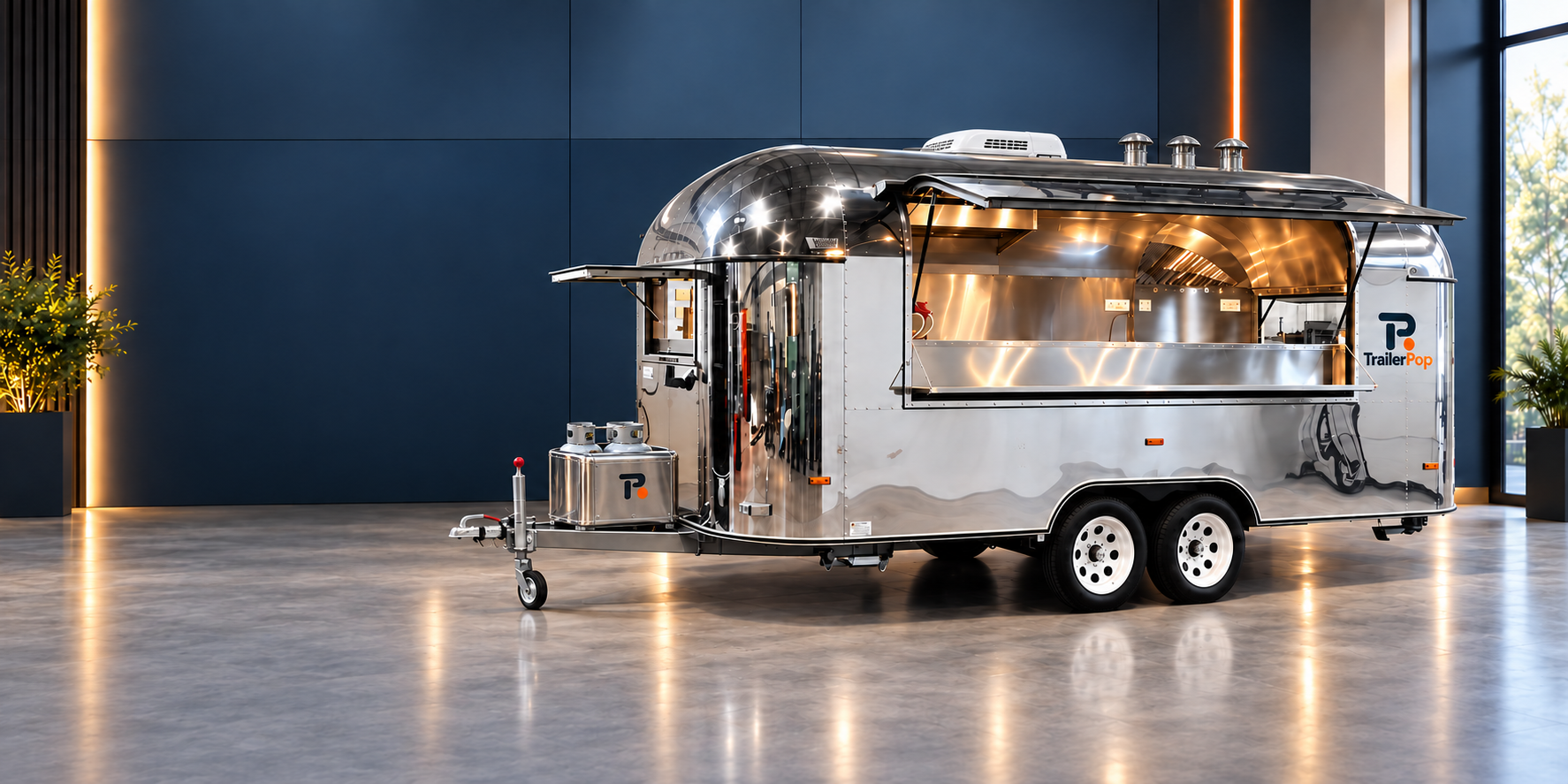 TrailerPop polished stainless steel food trailer